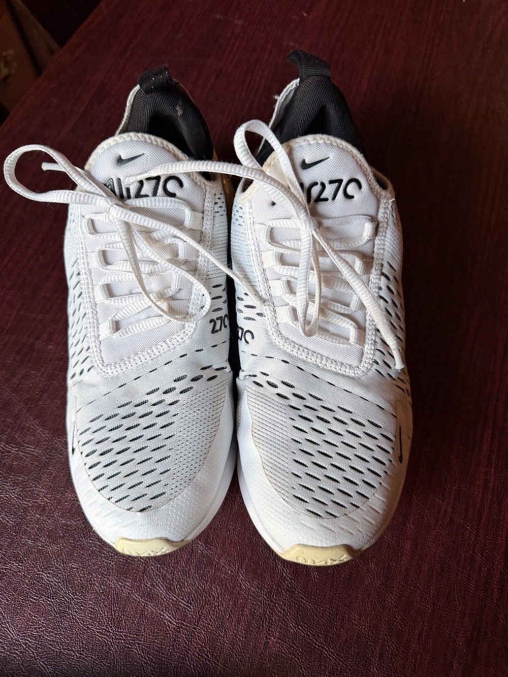 Nike White and Black Air Max 270 Running Shoes